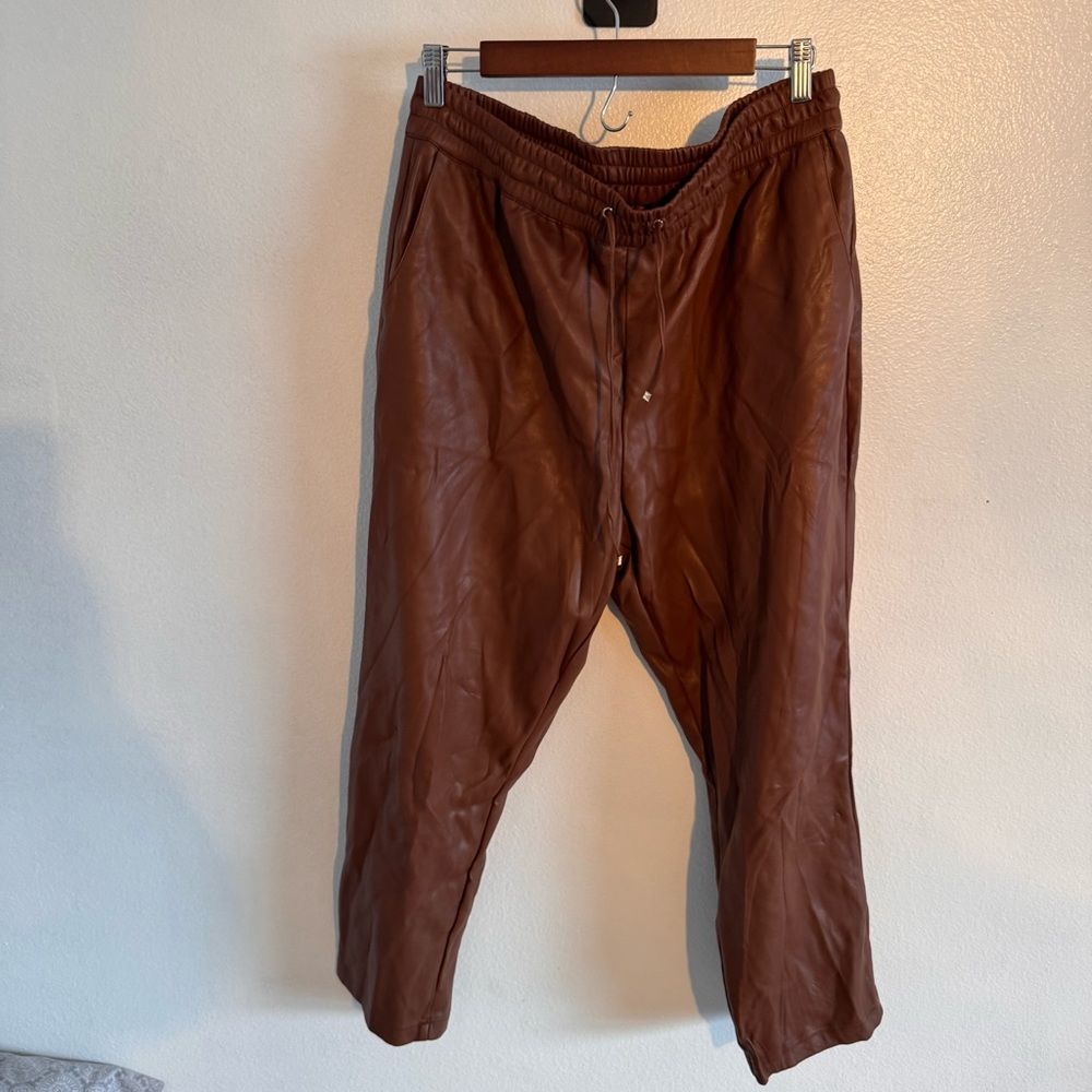 Faux Leather Drawstring Pants Marc New York Andrew Marc Women’s XL Maximalist - Picture 5 of 14